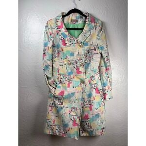 i.e. Trench Coat Small Multicolor Parisian Double Breasted Cotton Pastel City